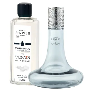 Set lampa catalitica Maison Berger Starck Grise cu parfum Peau de Pierre imagine