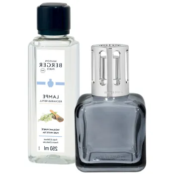 Set Maison Berger lampa catalitica Ice Cube Grey cu parfum Pure White Tea imagine
