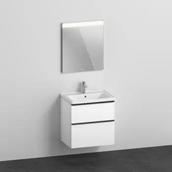 Set mobilier Duravit D-Neo cu dulap baza cu doua sertare 65x48cm alb mat decor lavoar si oglinda cu iluminare imagine