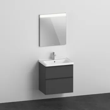 Set mobilier Duravit D-Neo cu dulap baza cu doua sertare 65x48cm grafit mat lavoar si oglinda cu iluminare imagine