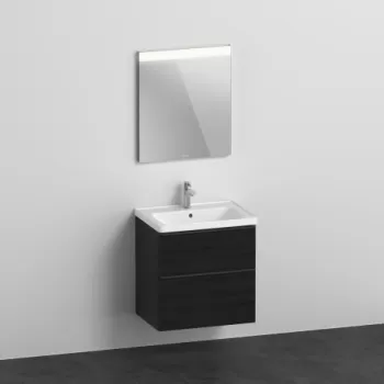 Set mobilier Duravit D-Neo cu dulap baza cu doua sertare 65x48cm stejar negru lavoar si oglinda cu iluminare imagine