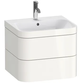 Set mobilier Duravit Happy D.2 Plus 60cm cu lavoar si dulap baza cu doua sertare alb lucios imagine
