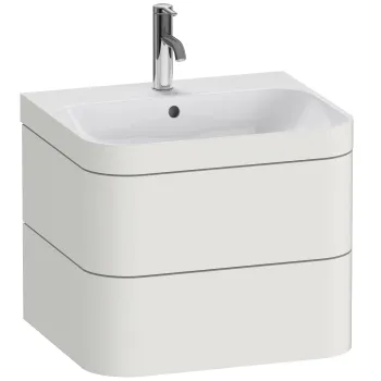 Set mobilier Duravit Happy D.2 Plus 60cm cu lavoar si dulap baza cu doua sertare alb nordic mat satinat imagine