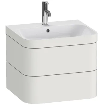 Set mobilier Duravit Happy D.2 Plus 60cm cu lavoar si dulap baza cu doua sertare alb nordic mat satinat imagine