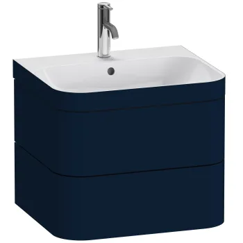 Set mobilier Duravit Happy D.2 Plus 60cm cu lavoar si dulap baza cu doua sertare albastru inchis satinat mat lacuit imagine