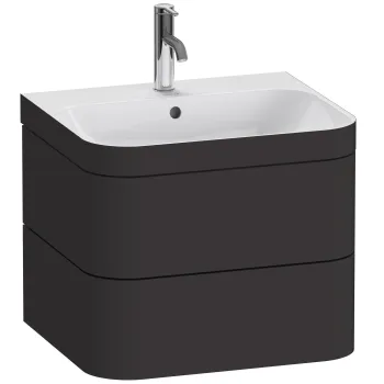 Set mobilier Duravit Happy D.2 Plus 60cm cu lavoar si dulap baza cu doua sertare grafit super mat imagine