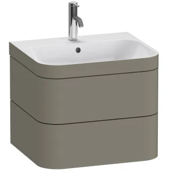 Set mobilier Duravit Happy D.2 Plus 60cm cu lavoar si dulap baza cu doua sertare gri piatra satinat mat lacuit imagine