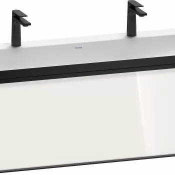 Set mobilier Duravit Vitrium cu lavoar dublu 120cm si dulap baza cu un sertar c-bonded alb lucios imagine
