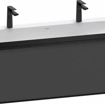 Set mobilier Duravit Vitrium cu lavoar dublu 120cm si dulap baza cu un sertar c-bonded grafit mat imagine
