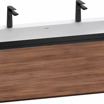 Set mobilier Duravit Vitrium cu lavoar dublu 120cm si dulap baza cu un sertar c-bonded nuc natur imagine