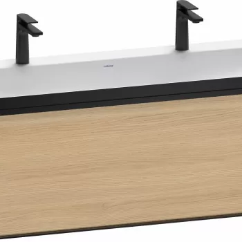 Set mobilier Duravit Vitrium cu lavoar dublu 120cm si dulap baza cu un sertar c-bonded stejar natur imagine
