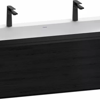 Set mobilier Duravit Vitrium cu lavoar dublu 120cm si dulap baza cu un sertar c-bonded stejar negru imagine