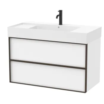 Set mobilier Roca Inspira cu lavoar si dulap baza cu doua sertare 100cm alb mat imagine