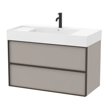 Set mobilier Roca Inspira cu lavoar si dulap baza cu doua sertare 100cm gri nisip imagine