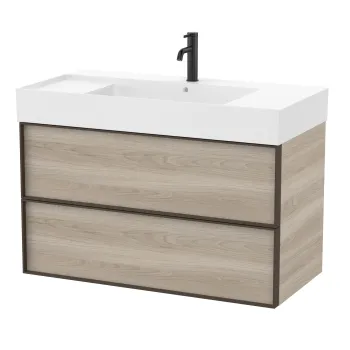 Set mobilier Roca Inspira cu lavoar si dulap baza cu doua sertare 100cm pin alb imagine