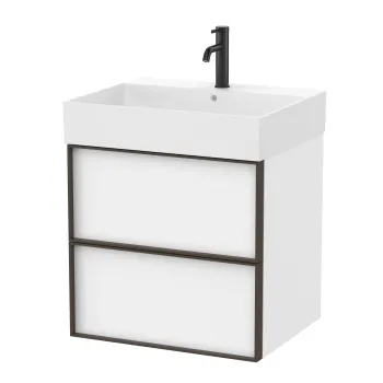 Set mobilier Roca Inspira cu lavoar si dulap baza cu doua sertare 60cm alb mat imagine