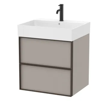 Set mobilier Roca Inspira cu lavoar si dulap baza cu doua sertare 60cm gri nisip imagine