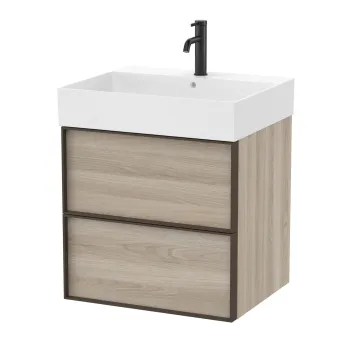 Set mobilier Roca Inspira cu lavoar si dulap baza cu doua sertare 60cm pin alb imagine