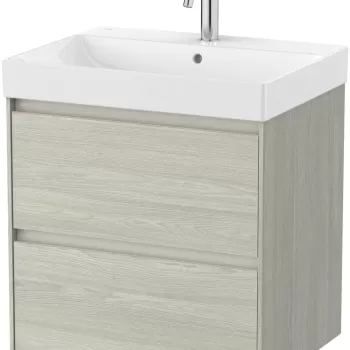 Set mobilier Roca Ona cu dulap baza cu doua sertare 60cm si lavoar stejar alb imagine