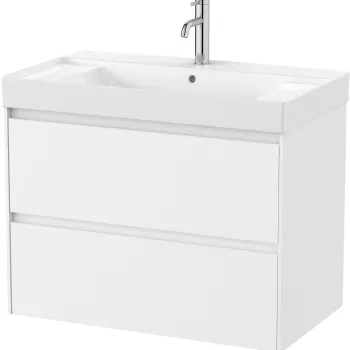 Set mobilier Roca Ona cu dulap baza cu doua sertare 80cm si lavoar alb mat imagine