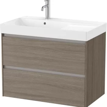 Set mobilier Roca Ona cu dulap baza cu doua sertare 80cm si lavoar asimetric orientare dreapta ulm inchis imagine