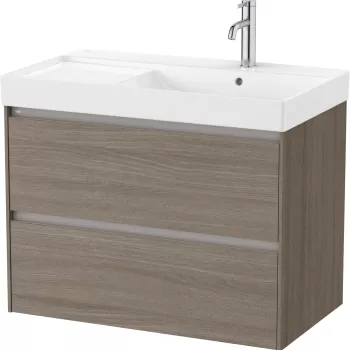 Set mobilier Roca Ona cu dulap baza cu doua sertare 80cm si lavoar asimetric orientare stanga ulm inchis imagine