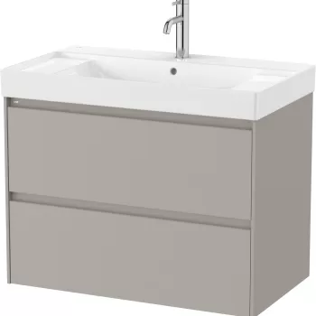 Set mobilier Roca Ona cu dulap baza cu doua sertare 80cm si lavoar gri mat imagine