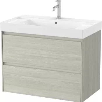 Set mobilier Roca Ona cu dulap baza cu doua sertare 80cm si lavoar stejar alb imagine
