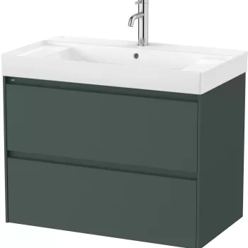 Set mobilier Roca Ona cu dulap baza cu doua sertare 80cm si lavoar verde mat imagine