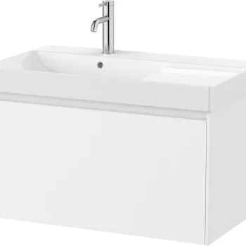 Set mobilier Roca Ona cu dulap baza cu un sertar 80cm si lavoar asimetric orientare dreapta alb mat imagine