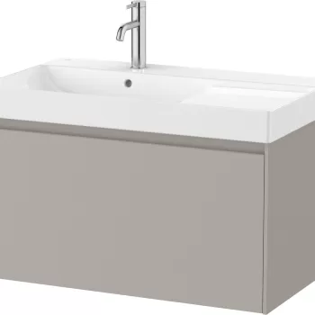 Set mobilier Roca Ona cu dulap baza cu un sertar 80cm si lavoar asimetric orientare dreapta gri mat imagine