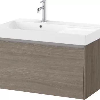 Set mobilier Roca Ona cu dulap baza cu un sertar 80cm si lavoar asimetric orientare dreapta ulm inchis imagine