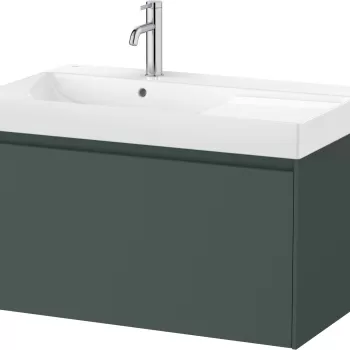 Set mobilier Roca Ona cu dulap baza cu un sertar 80cm si lavoar asimetric orientare dreapta verde mat imagine