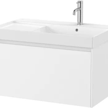 Set mobilier Roca Ona cu dulap baza cu un sertar 80cm si lavoar asimetric orientare stanga alb mat imagine