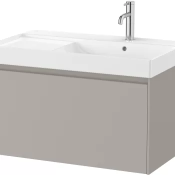 Set mobilier Roca Ona cu dulap baza cu un sertar 80cm si lavoar asimetric orientare stanga gri mat imagine