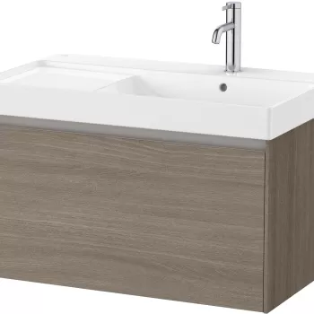 Set mobilier Roca Ona cu dulap baza cu un sertar 80cm si lavoar asimetric orientare stanga ulm inchis imagine