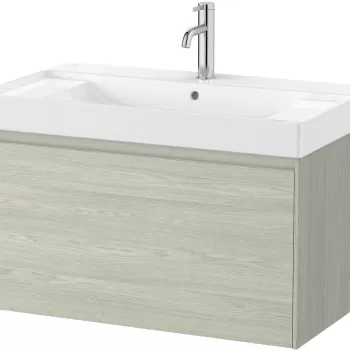 Set mobilier Roca Ona cu dulap baza cu un sertar 80cm si lavoar stejar alb imagine