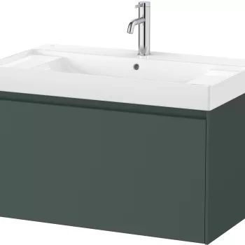Set mobilier Roca Ona cu dulap baza cu un sertar 80cm si lavoar verde mat imagine