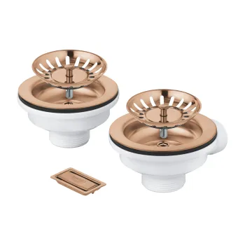 Set ornamente Grohe pentru chiuveta cu 1 cuva  fara excentric  brushed warm sunset imagine