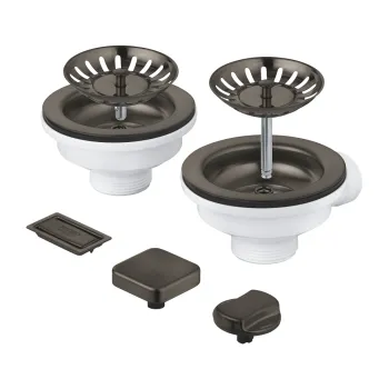 Set ornamente Grohe pentru chiuveta cu 2 cuve  brushed hard graphite imagine