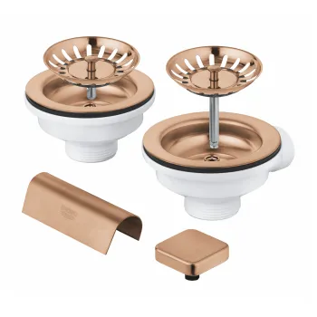 Set ornamente Grohe Square pentru chiuveta cu 2 cuve  brushed warm sunset imagine