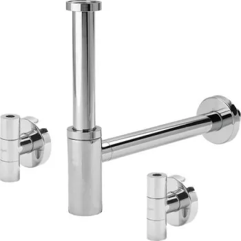 Set sifon pentru lavoar Viega Elegant 32mm si robineti coltar alama cromata imagine