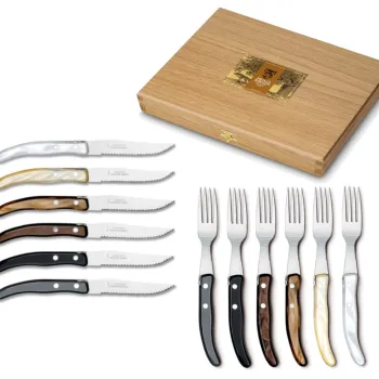 Set tacamuri Claude Dozorme Berlingot maner rasina mix gri - maro 12 piese cutie lemn fag imagine