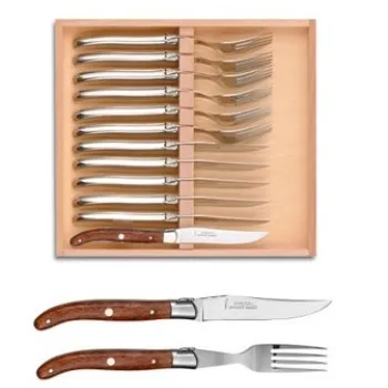 Set tacamuri Claude Dozorme Laguiole maner lemn exotic bolster inox 12 piese cutie lemn fag imagine