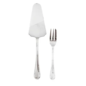 Set tacamuri desert Sambonet Ruban Croise Solid Handle 13 piese inox placat cu argint imagine
