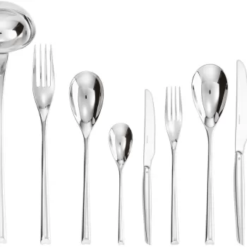 Set tacamuri Sambonet H-Art Solid Handle 75 piese inox placat cu argint imagine