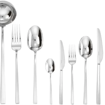 Set tacamuri Sambonet Linea Q Solid Handle 75 piese inox placat cu argint imagine