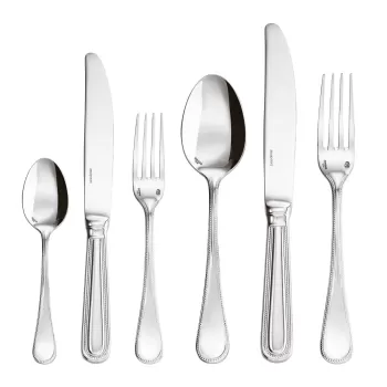 Set tacamuri Sambonet Perles Solid Handle 72 piese inox placat cu argint imagine