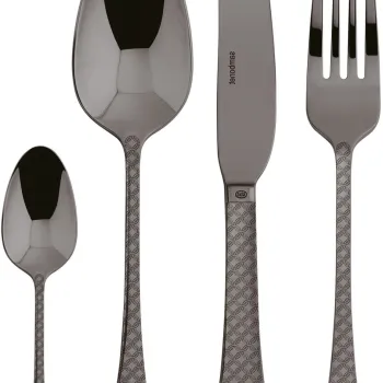 Set tacamuri Sambonet Taormina Solid Handle 24 piese negru imagine