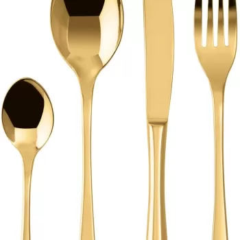 Set tacamuri Sambonet Taste Solid Handle 24 piese auriu imagine